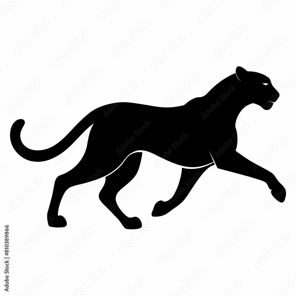 Obraz premium minimal Cheetah vector silhouette, solid black color silhouette (24)