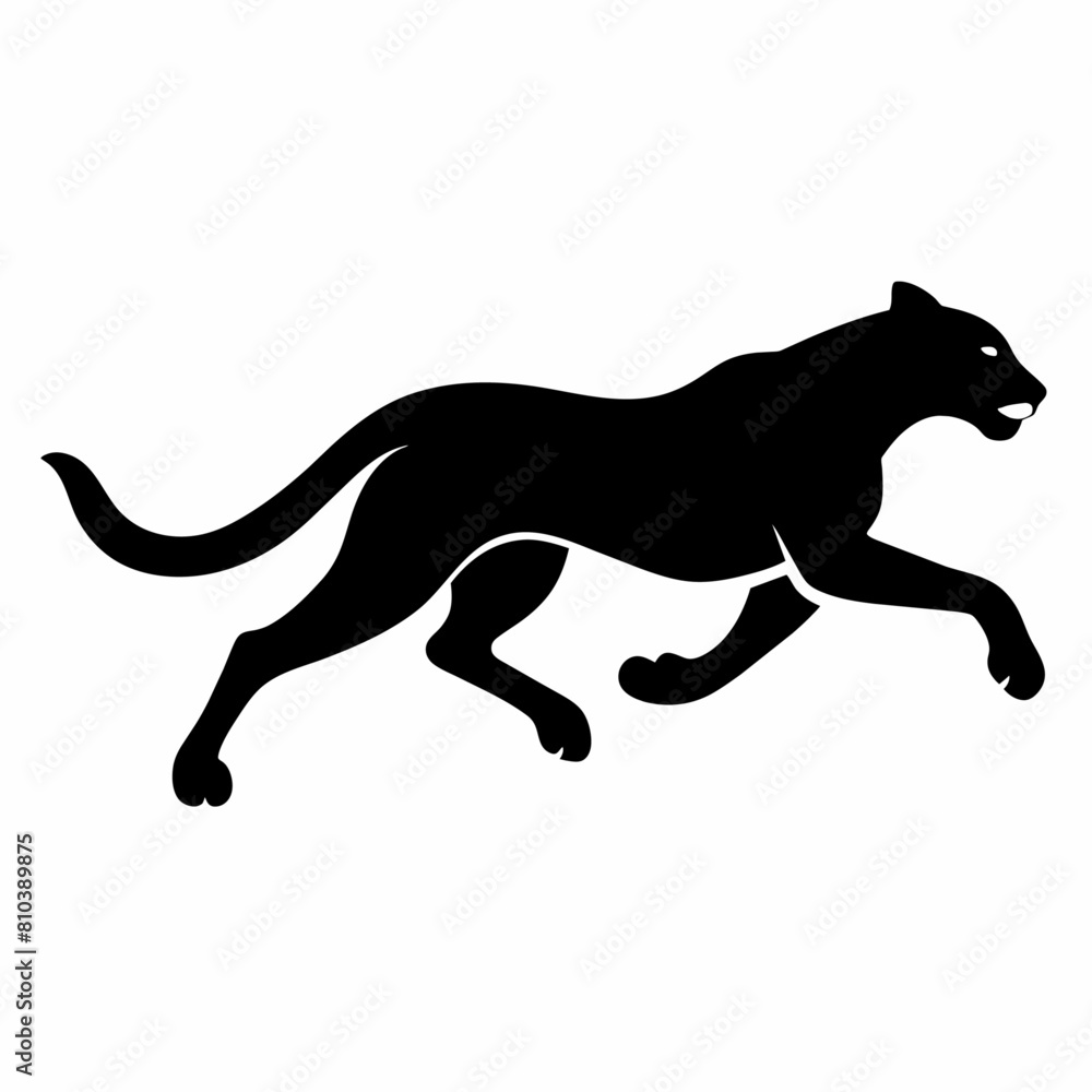 Fototapeta premium minimal Cheetah vector silhouette, solid black color silhouette (27)