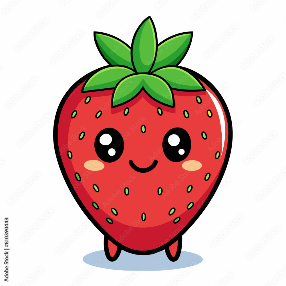 Obraz premium Strawberry fruit doodle flat character vector art illustration (7)