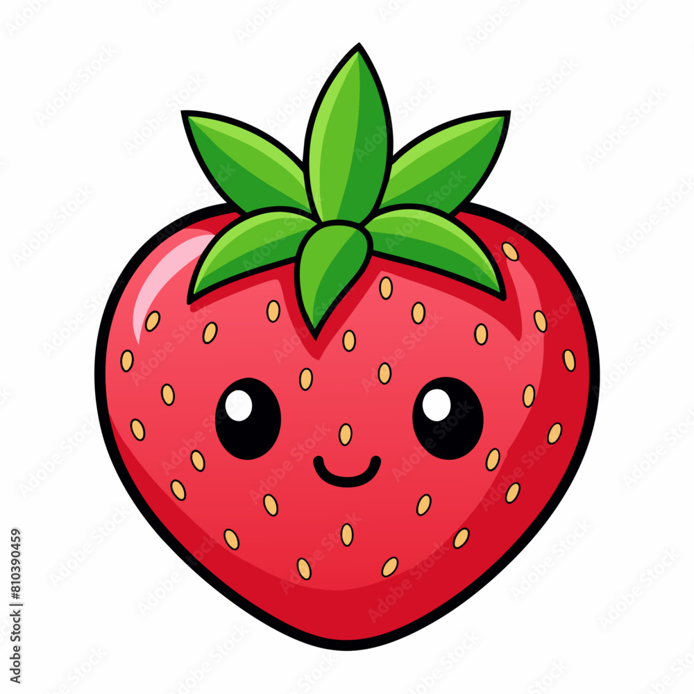 Obraz premium Strawberry fruit doodle flat character vector art illustration (11)