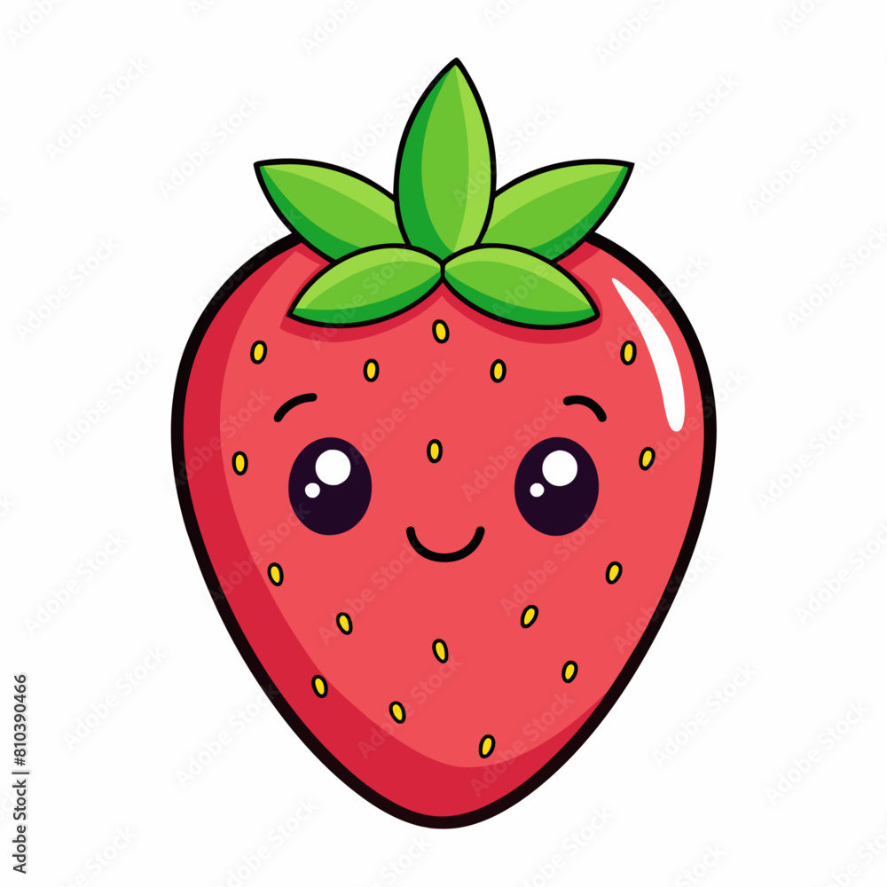 Obraz premium Strawberry fruit doodle flat character vector art illustration (10)