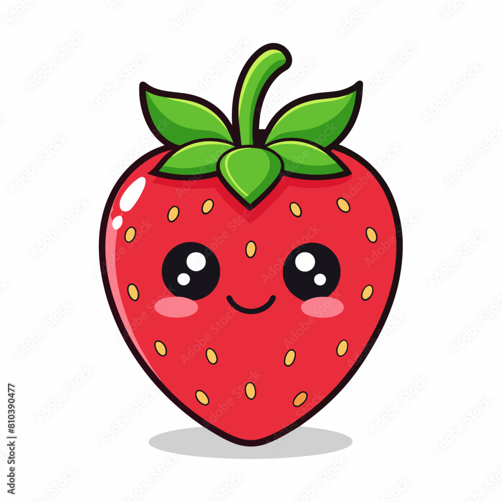 Obraz premium Strawberry fruit doodle flat character vector art illustration (14)