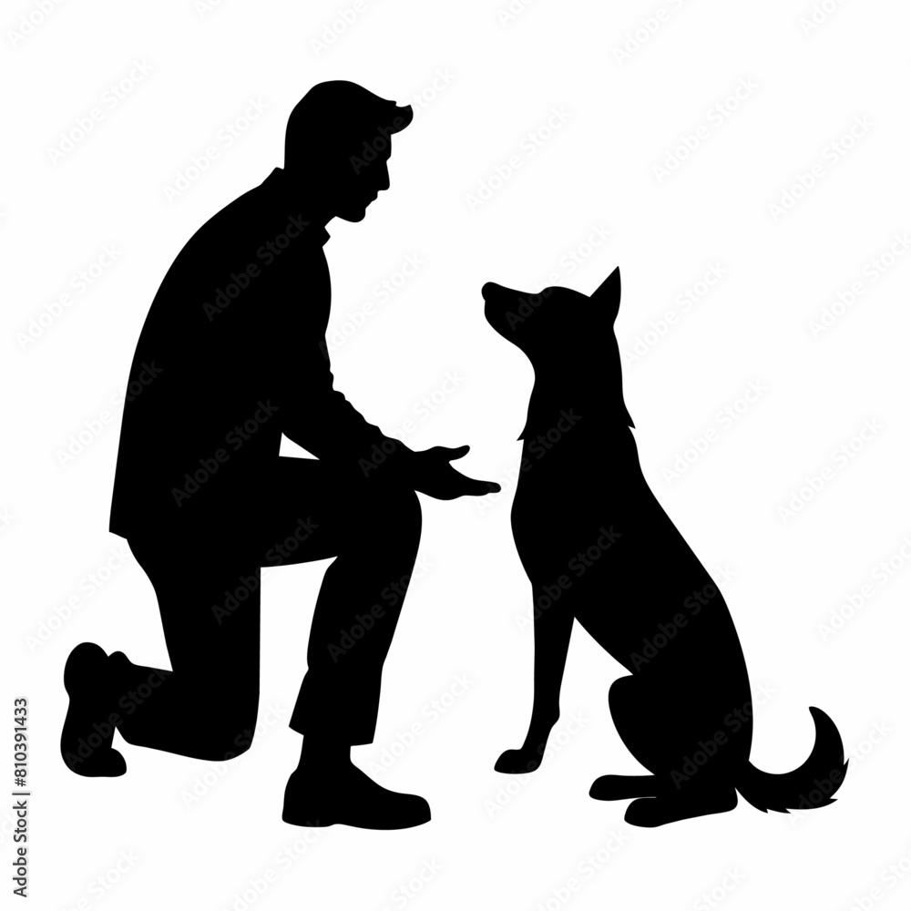 a dog trainer training a dog on the field silhouette (12) a dog trainer training a dog on the field silhouette (12)