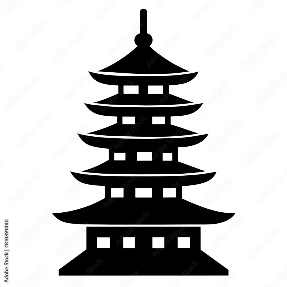 a Japanese big pagoda set against a stunning natural view with a white background (7) a Japanese big pagoda set against a stunning natural view with a white background (7)