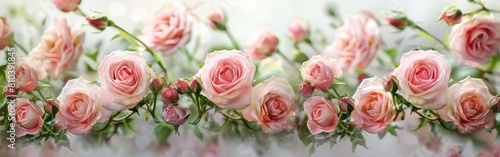 Soft and Delicate  Pink Roses on White Background
