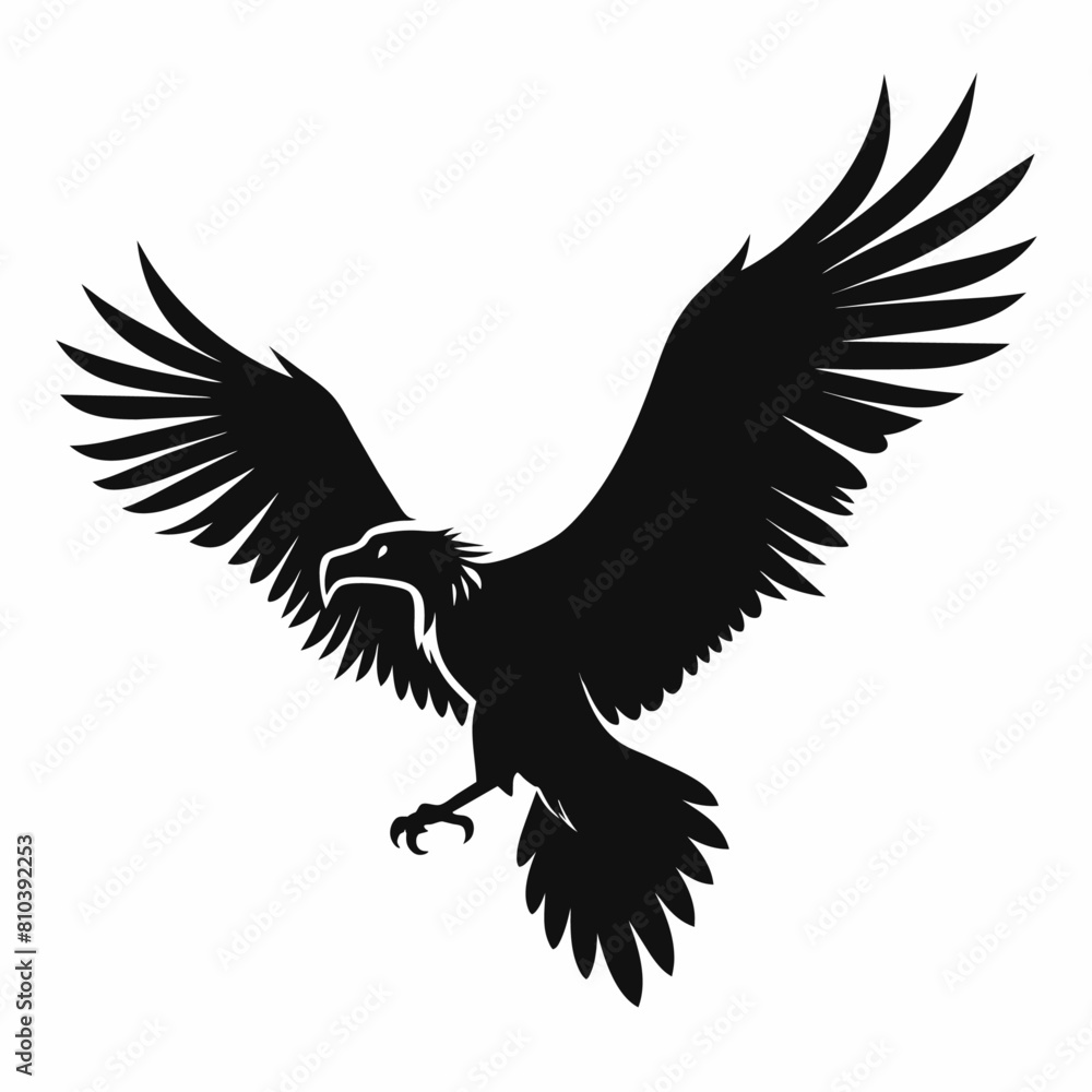 Fototapeta premium Big griffon vulture flying vector silhouette (43)