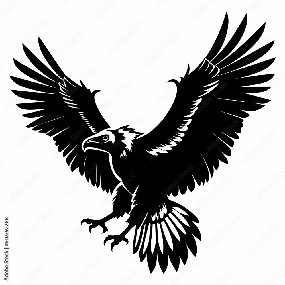 Fototapeta premium Big griffon vulture ‍flying vector silhouette (47)