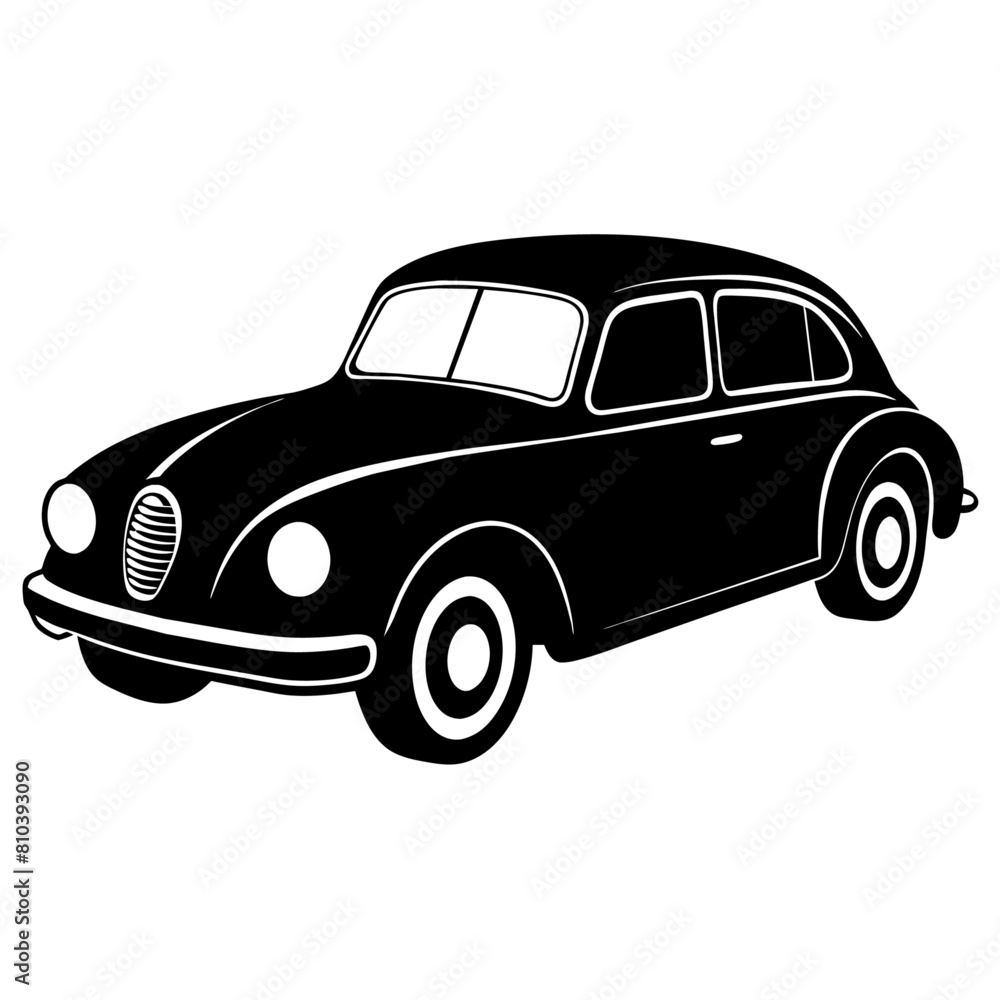 Naklejka premium car silhouette illustration, silhouette vector isolated on a white background (6)