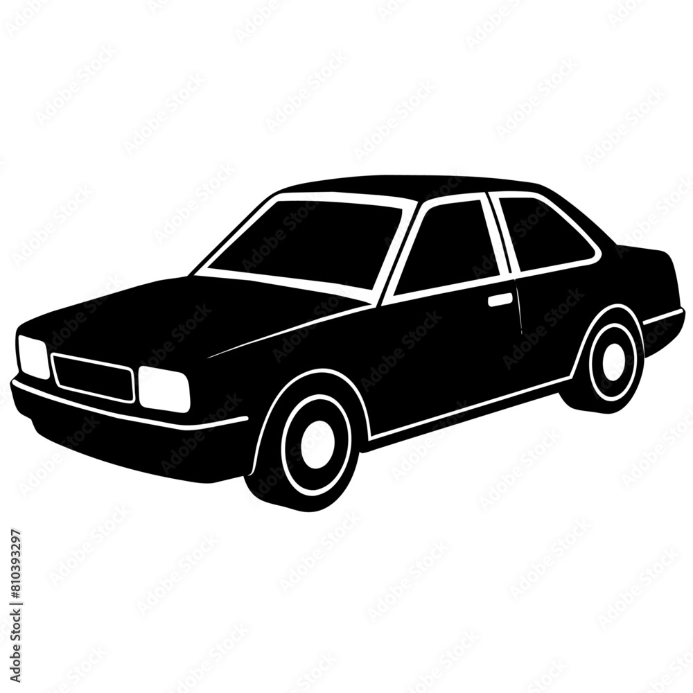 Fototapeta premium car silhouette illustration, silhouette vector isolated on a white background (49)