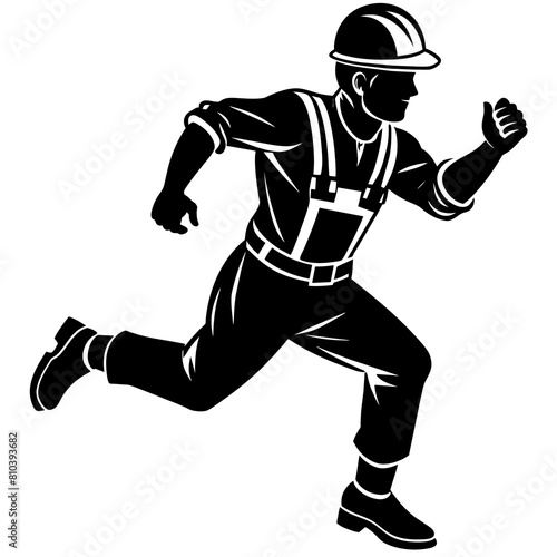 construction worker jumping on the high, jumping on fly , black color silhouette (24)