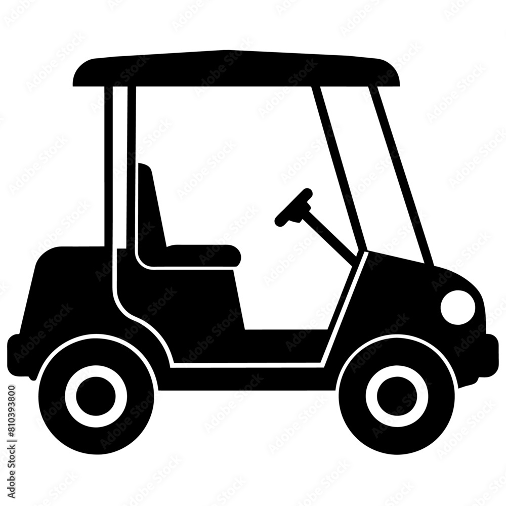 Golf cart vector silhouette, black color silhouette, white background (10)