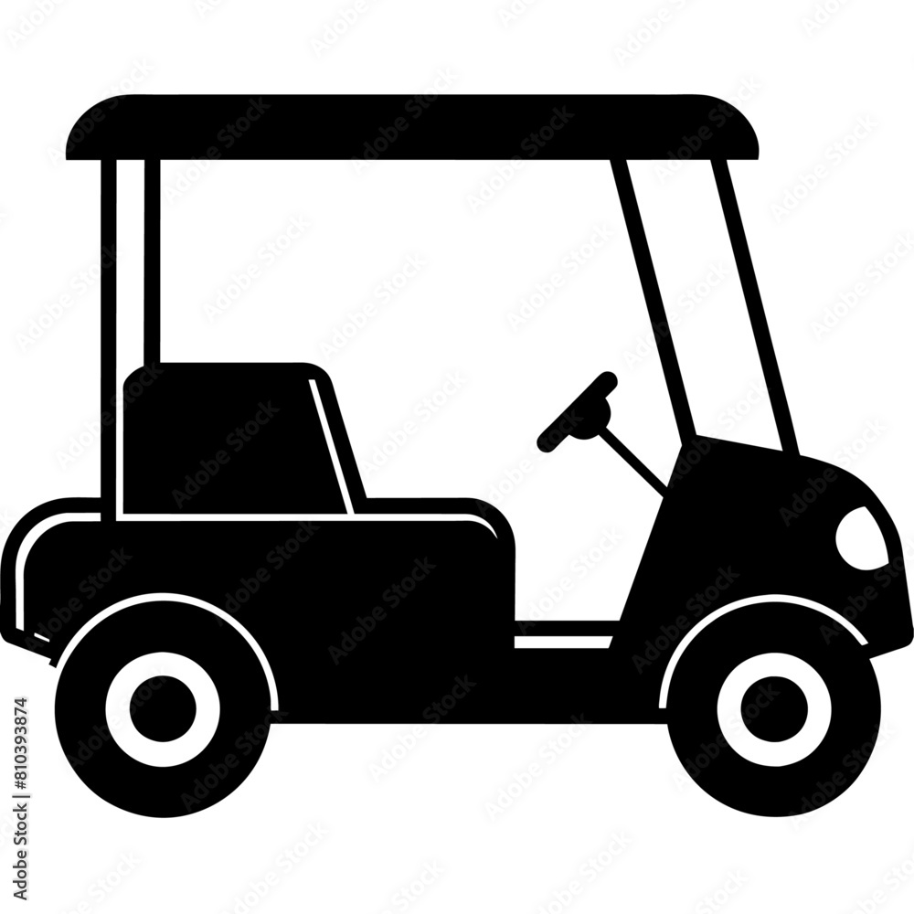 Golf cart vector silhouette, black color silhouette, white background (17)