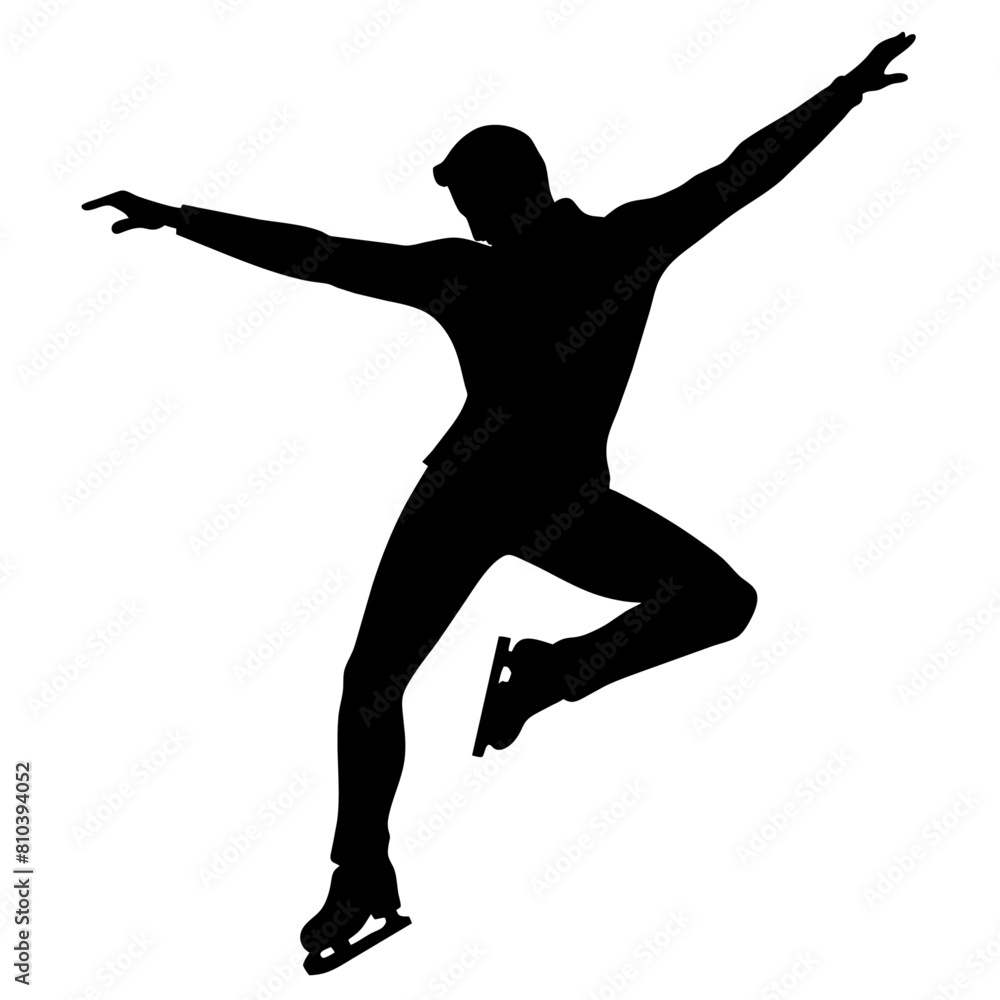 Man figure skating silhouette vector isolated on a white background (2)