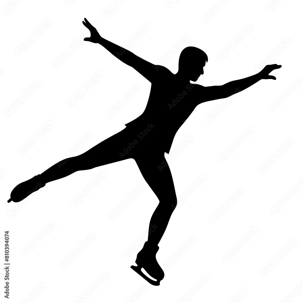 Man figure skating silhouette vector isolated on a white background (6)
