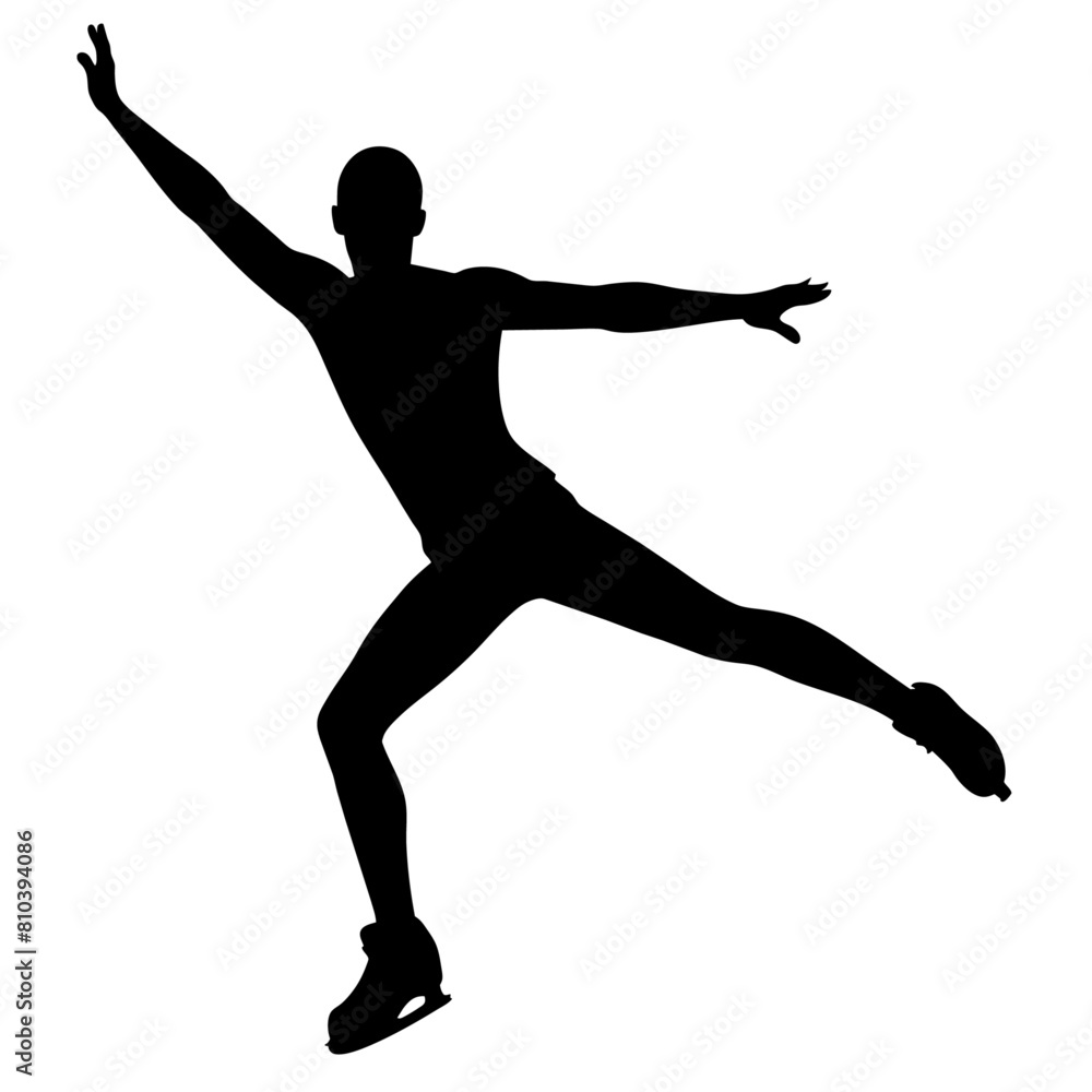 Man figure skating silhouette vector isolated on a white background (7)
