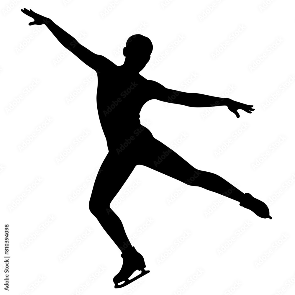Man figure skating silhouette vector isolated on a white background (9)