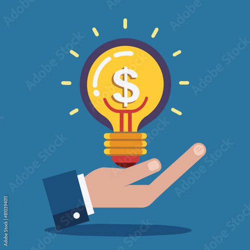 high-resolution digital illustration depicting a hand holding a light bulb with a dollar symbol icon (7)