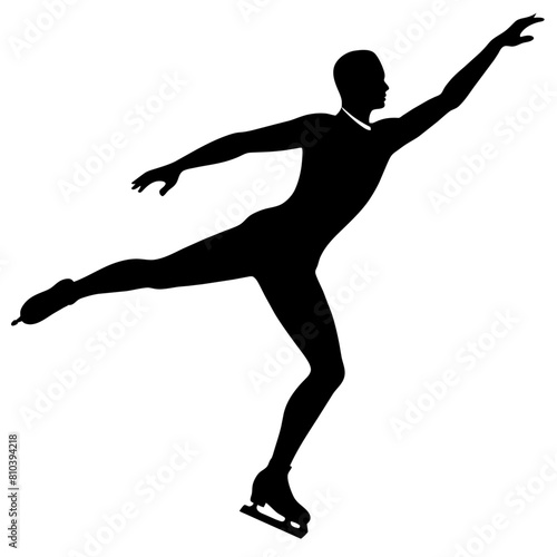 Man figure skating silhouette vector isolated on a white background (33)