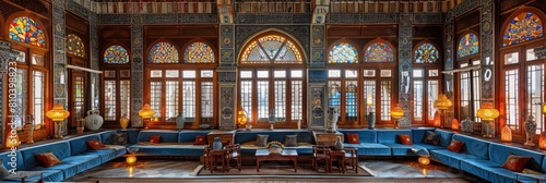 Majestic Ottoman palace reception with intricate mosaics photo