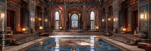Majestic Ottoman palace reception with intricate mosaics photo