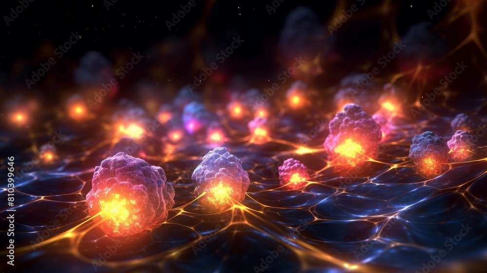 Fototapeta premium Glowing cosmic cells in a dynamic universe