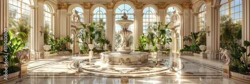 Sumptuous Baroque conservatory with white and gold stucco