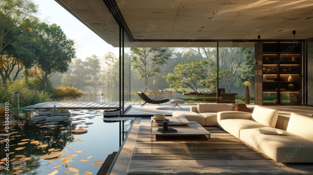 Ultra-modern glass house with lake views