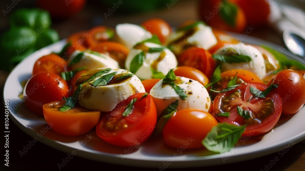 Fresh tomato and mozzarella salad with basil Fresh tomato and mozzarella salad with basil