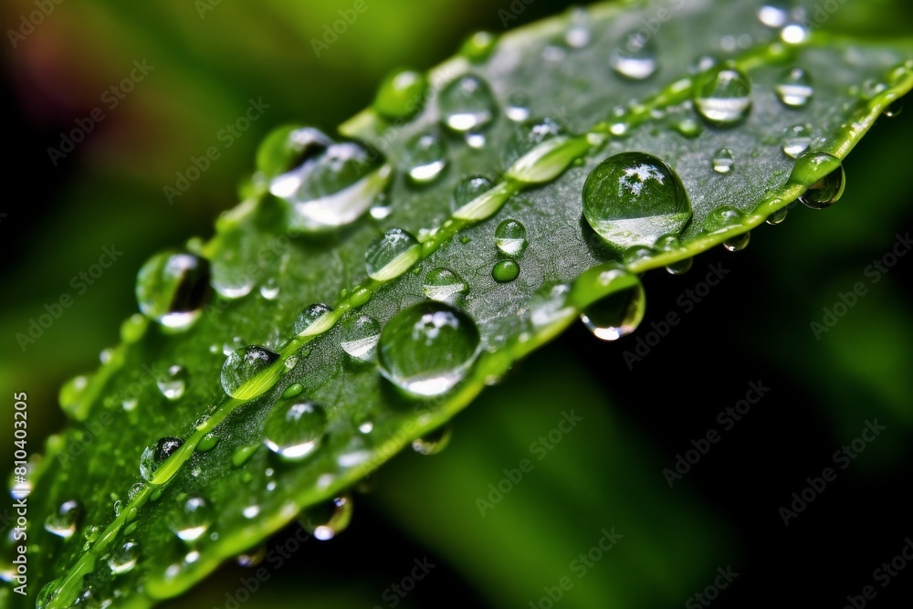 Dew drops on green leaf Dew drops on green leaf