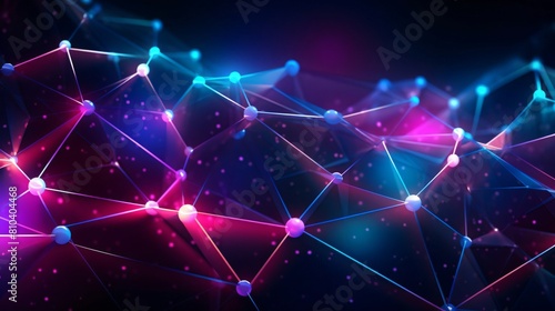 Vector illustration purple technology background with glowing connected dots