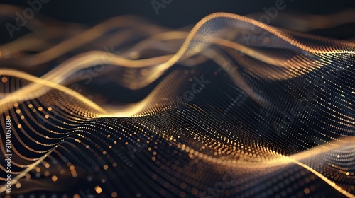 An elegant display of interconnected gold and bronze lines and dots creating a luxurious plexus pattern on a rich dark background meticulously designed to allow for text placement