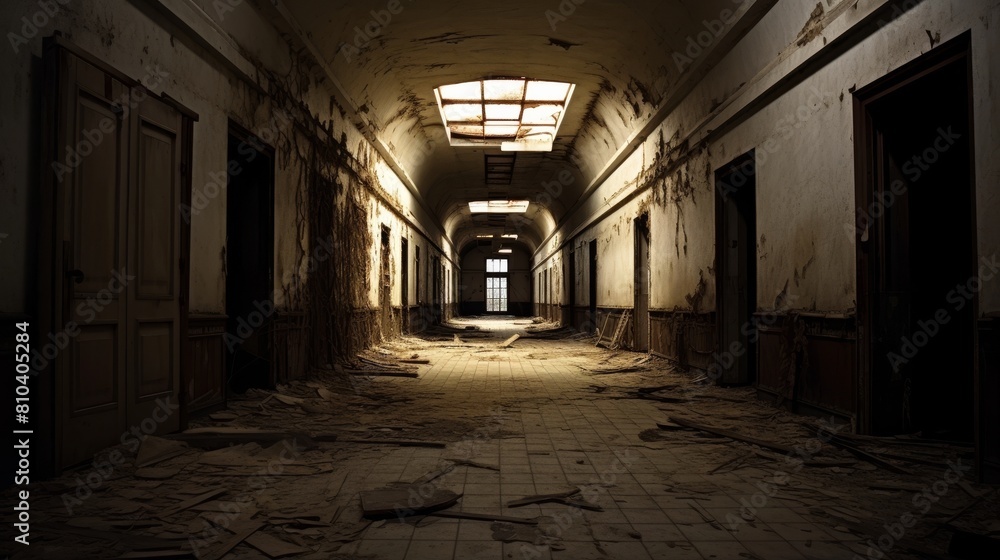 Fototapeta premium Abandoned hallway in an old building