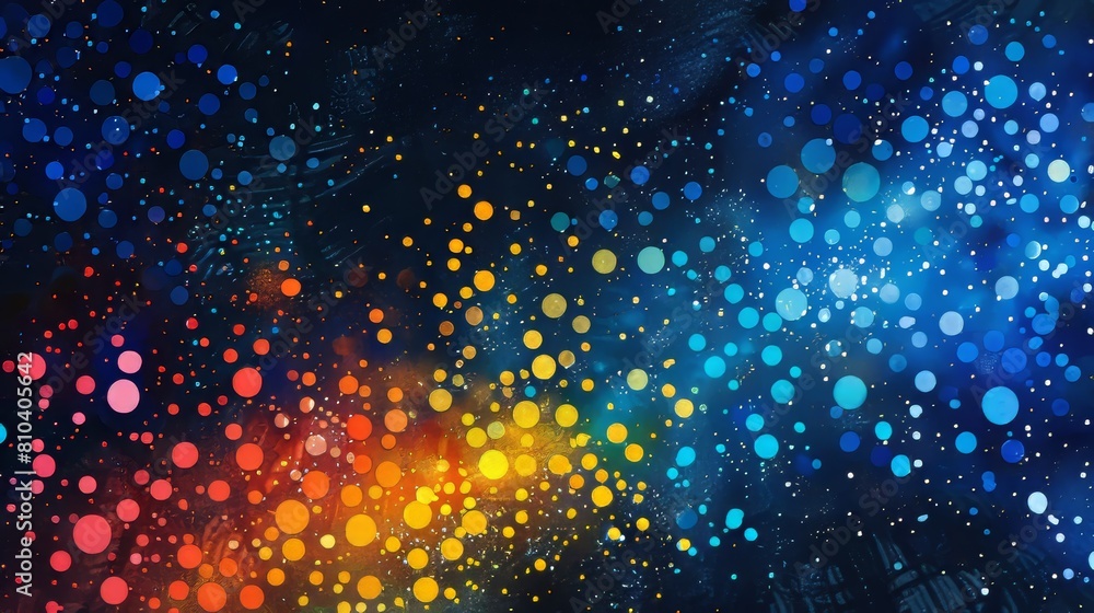 Unique, colorful geometry over a gradient of dark blue and black, twinkling dots add contrast and depth, perfect for modern patterns Unique, colorful geometry over a gradient of dark blue and black, twinkling dots add contrast and depth, perfect for modern patterns