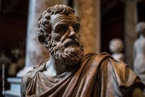 Detailed sculpture of an ancient philosopher