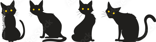 set of silhouette cat on transparent background, vector design