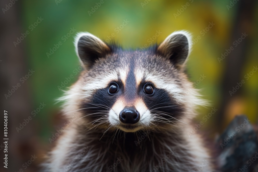 close-up portrait of a curious raccoon