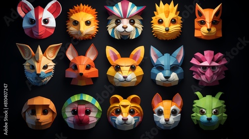 A group of cute and colorful animal masks  perfect for any occasion 