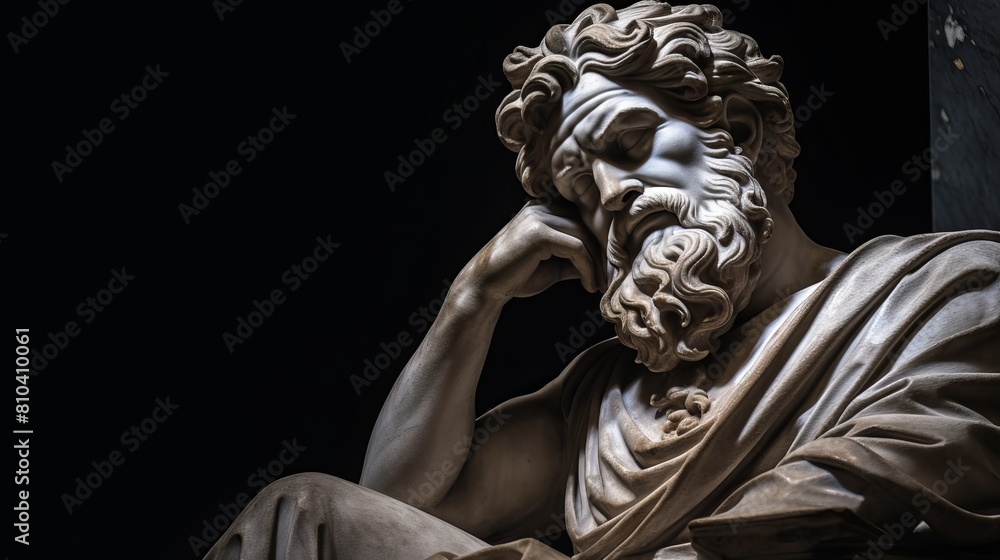 Pensive classical sculpture in dramatic lighting Pensive classical sculpture in dramatic lighting