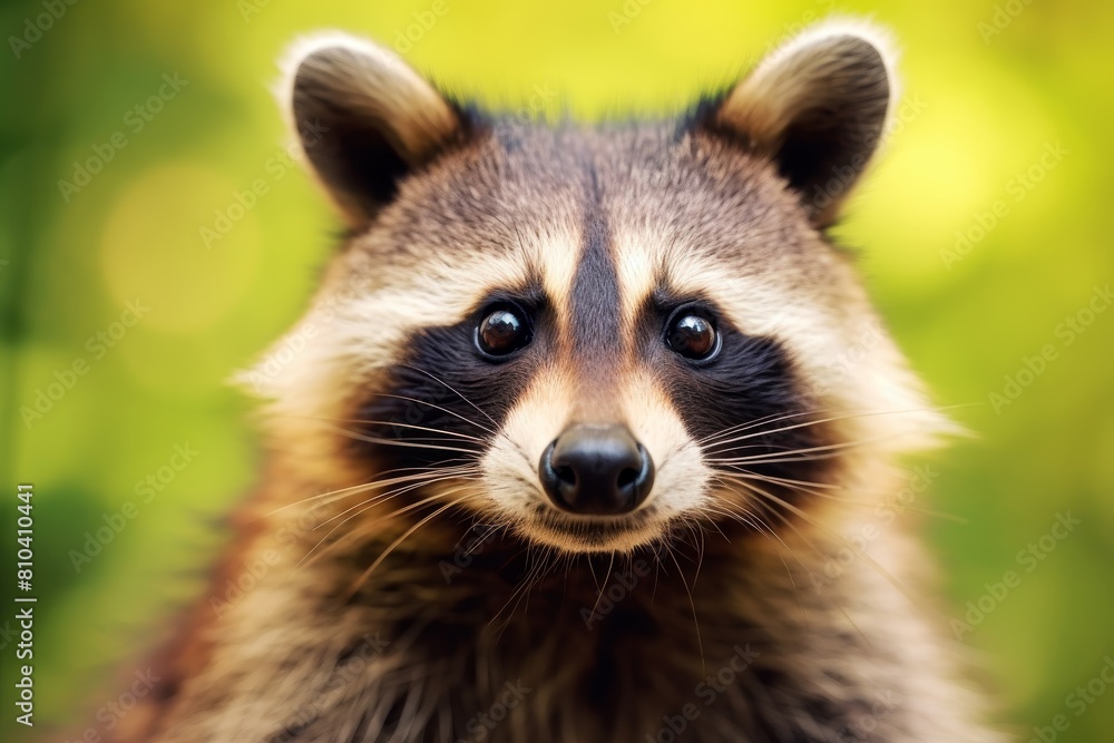 Close-up portrait of a curious raccoon
