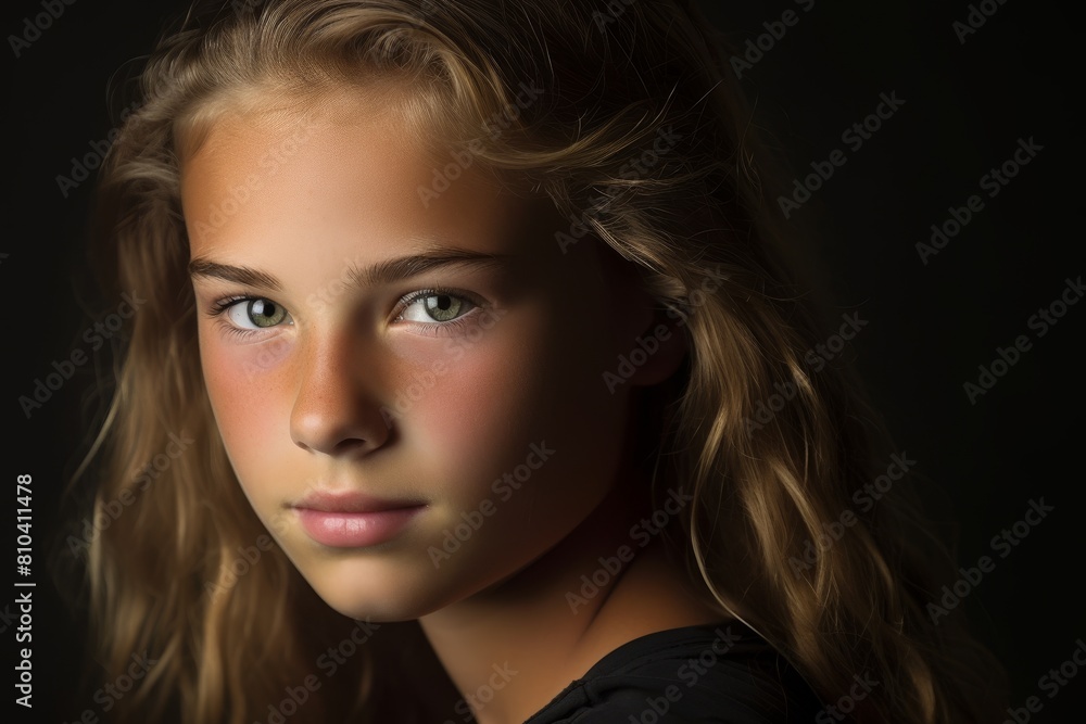Pensive young girl with blonde hair Pensive young girl with blonde hair