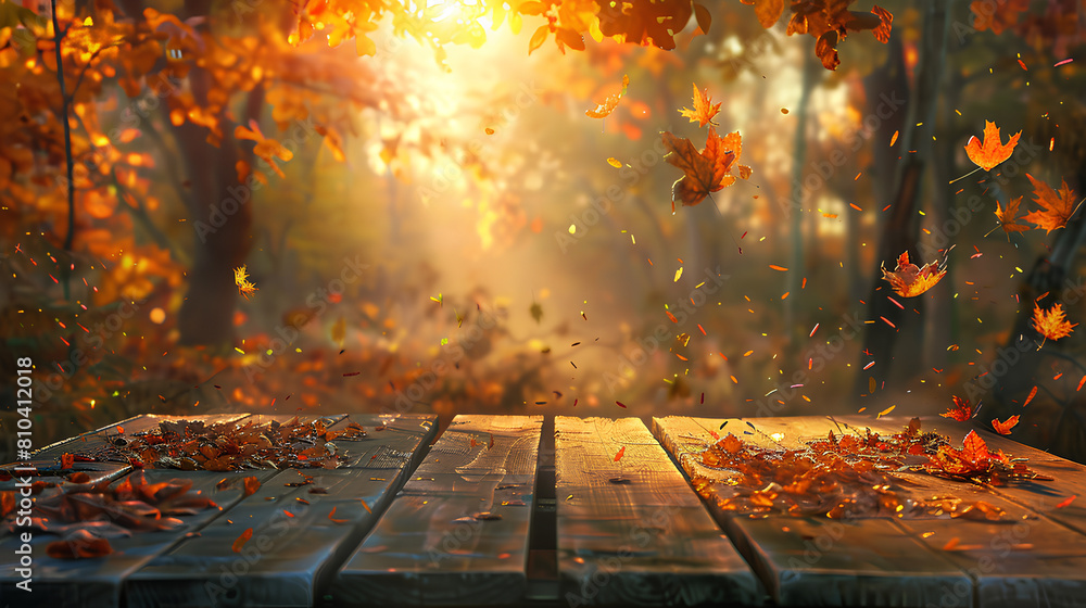 autumn leaves on the wooden table autumn leaves on the wooden table