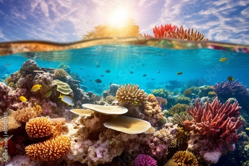 Wallpaper Mural Vibrant coral reef underwater scene with tropical fish Torontodigital.ca