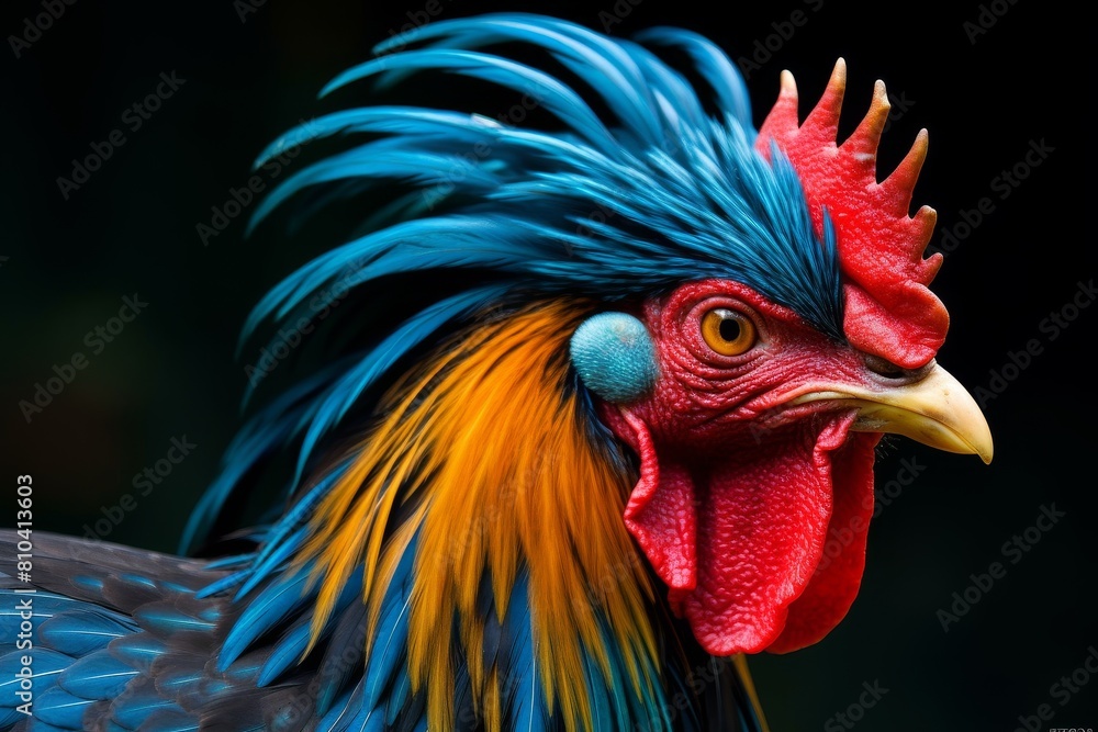 Vibrant rooster with striking plumage Vibrant rooster with striking plumage