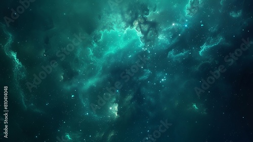 Inside the Nebula: Teal and Green Cosmic Wonders