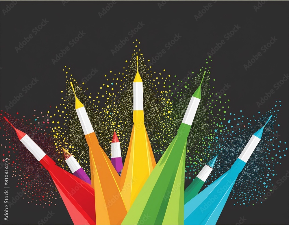 black background with launched colorful powder black background with launched colorful powder