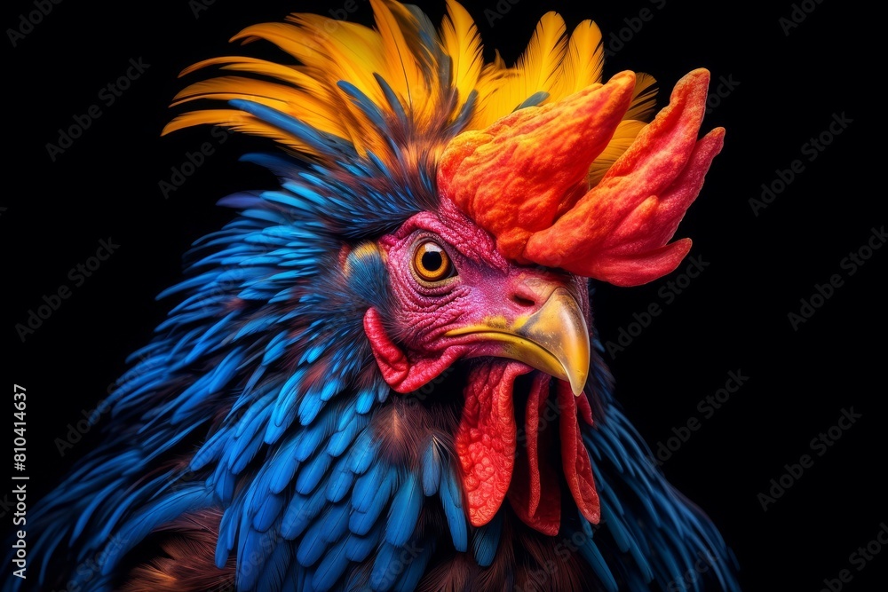 Vibrant rooster with striking feathers