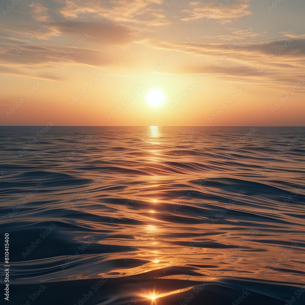 Sea of Endless waves with the sparkling reflection of the sun, golden hour, realistic - generated by ai