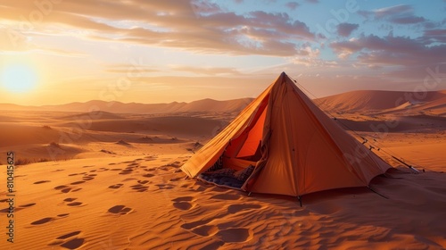 orange campsite in the middle of the desert