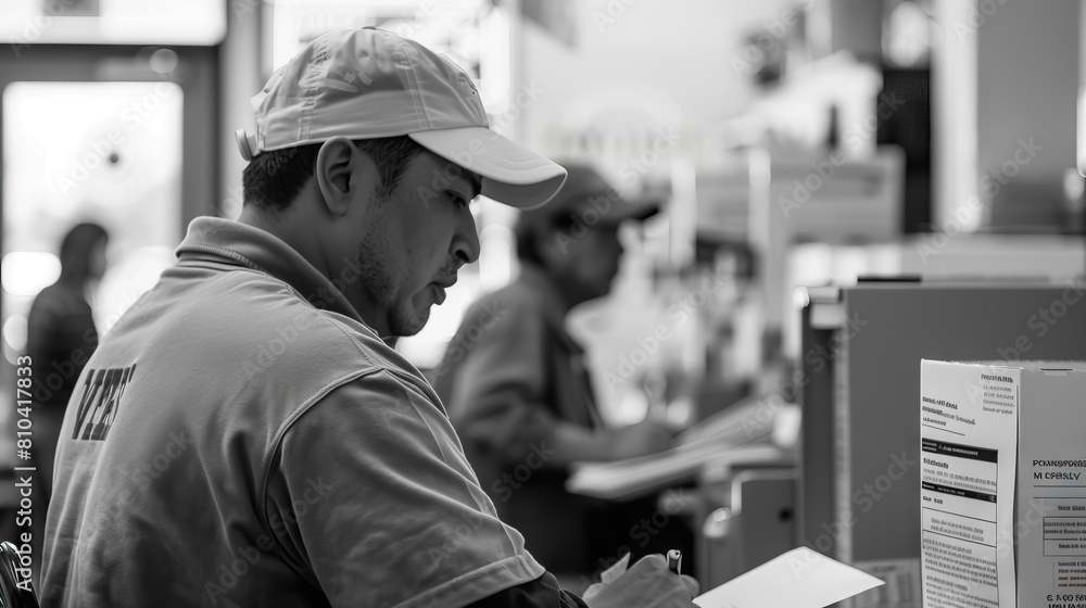 election officials checking voter registration. election officials checking voter registration.