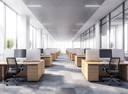 Beautiful modern office cubicles in an empty business center